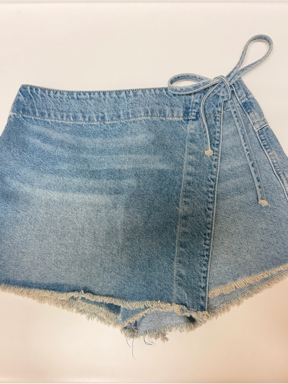 Free People Light Blue Denim Mini Wrap Skirt